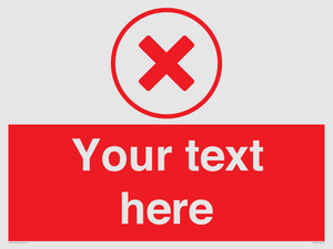 Custom red background, red cross in circle sign